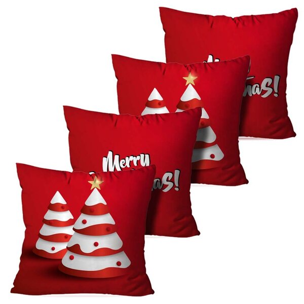 Kit 4 Almofadas De Natal Pinheiros Natalinos Modernos