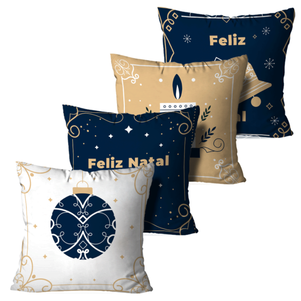 Kit 4 Almofadas De Natal Símbolos Natalinos
