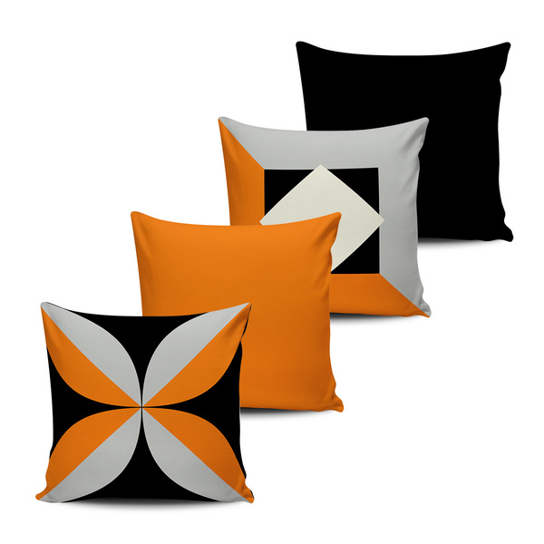 pic Imagem Laranja Com Preto almofadas decorativa abstrata laranja