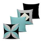 Kit 4 Almofadas Decorativa Abstrata Purist Blue E Preta 45x45