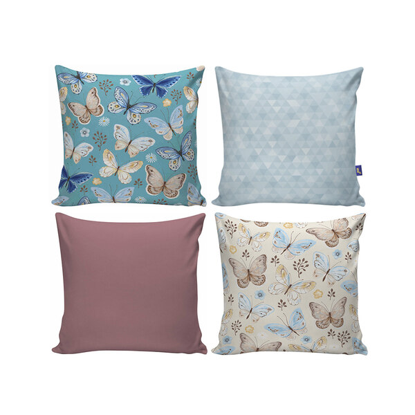 Kit 4 Almofadas Decorativas 40x40 Com Enchimento Borboletas
