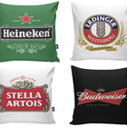 Kit 4 Almofadas Decorativas 40x40 Com Enchimento Cervejas