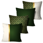Kit 4 Almofadas Decorativas Abstrato Verde E Dourado