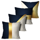 Kit 4 Almofadas Decorativas Azul Com Dourado