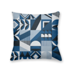 Kit 4 Almofadas Decorativas Azul Geométrico Retrô E Lisas - 4