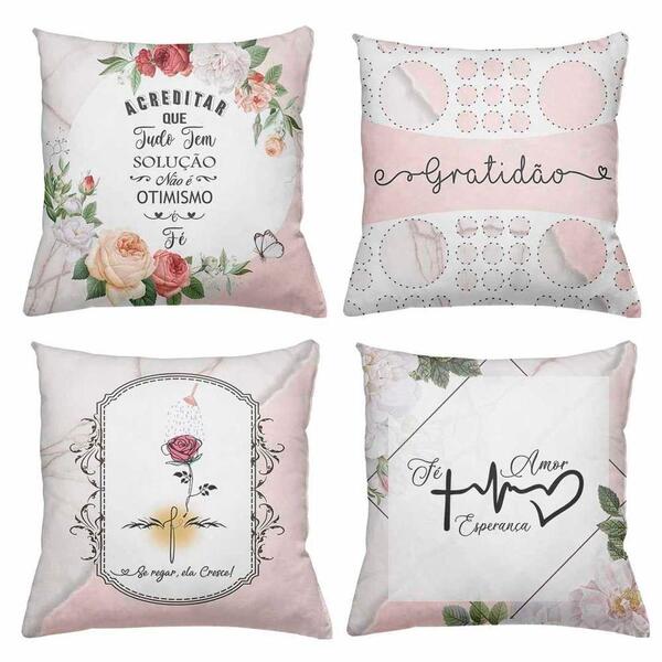Kit 4 Almofadas Decorativas Cheias 40x40cm Acreditar