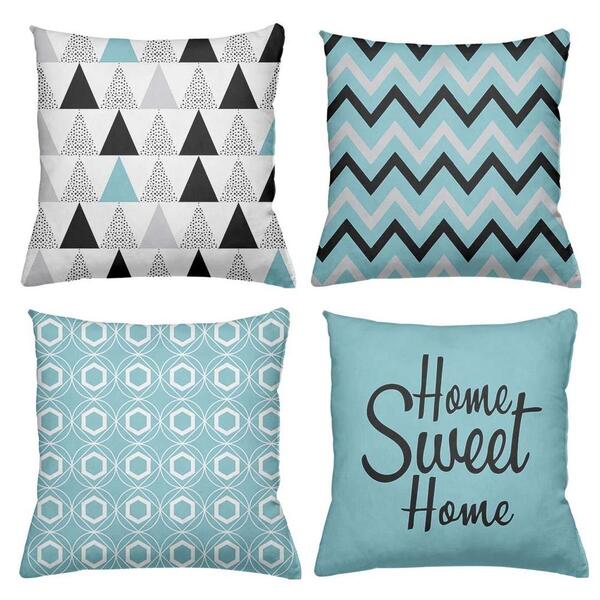 Kit 4 Almofadas Decorativas Cheias 40x40cm Home Sweet