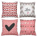 Kit 4 Almofadas Decorativas Cheias 40x40cm Love
