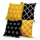 Kit 4 Almofadas Decorativas Estampa Marroquina Amarelo E Pret