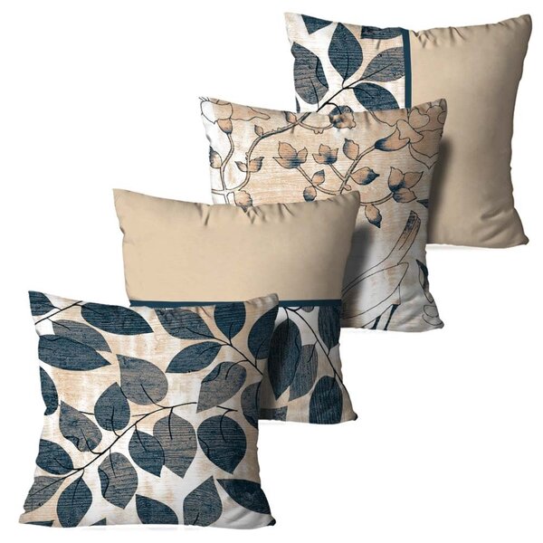 Kit 4 Almofadas Decorativas Folhas