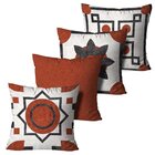 Kit 4 Almofadas Decorativas Laranja Geométrico