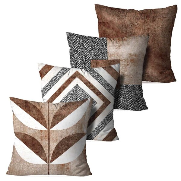 Kit 4 Almofadas Decorativas Marrom Leaf