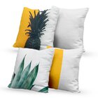 Kit 4 Almofadas Decorativas Own Abacaxi Folhas E Lisas Tecido