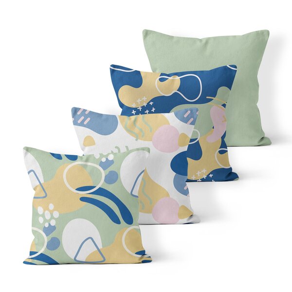 Kit 4 Almofadas Decorativas Own Abstrata E Lisa Verde - 45x45