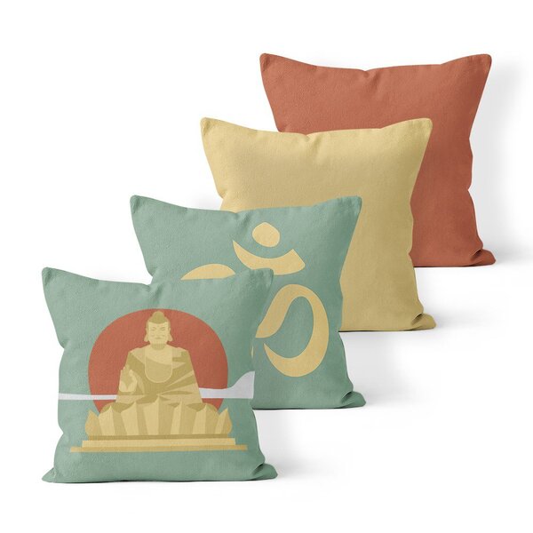 Kit 4 Almofadas Decorativas Own Buda E Om - 45x45 Cm Tecido C