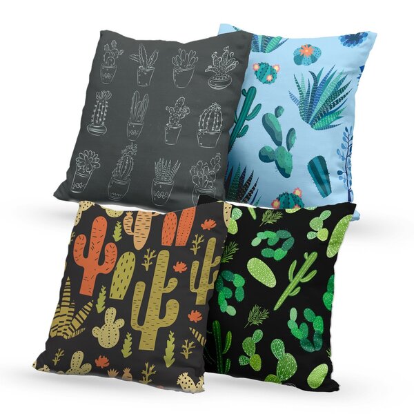 Kit 4 Almofadas Decorativas Own Cactos - 45x45 Cm Tecido Conf