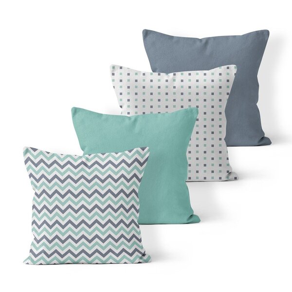 Kit 4 Almofadas Decorativas Own Chevron E Quadrados Cinza - 4