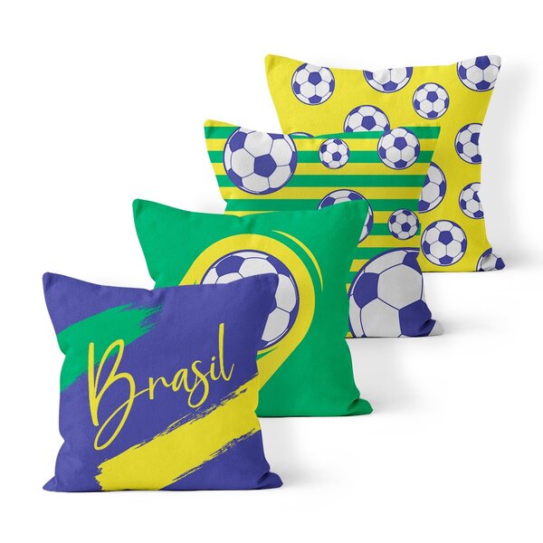 Kit 4 Almofadas Decorativas Own Copa Do Mundo Brasil - 45x45