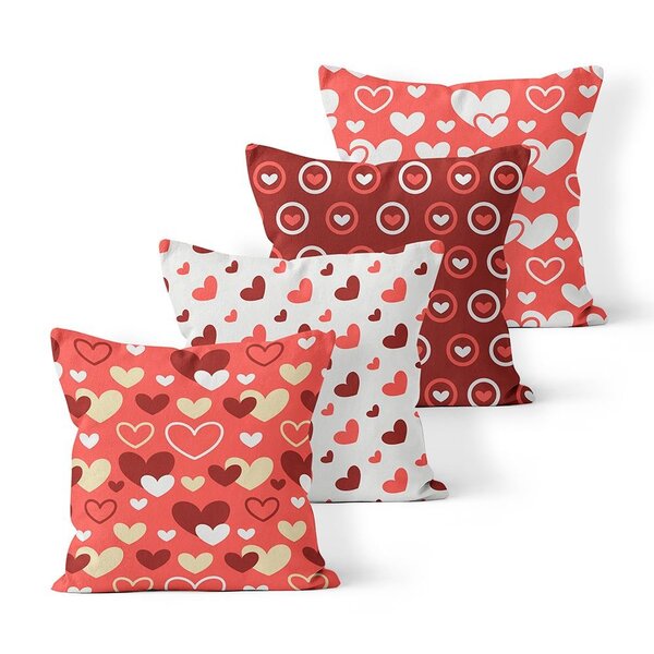 Kit 4 Almofadas Decorativas Own Corações Coloridos - 45x45 Cm