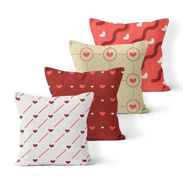 Kit 4 Almofadas Decorativas Own Corações E Riscos - 45x45 Cm