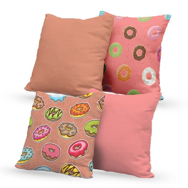 Kit 4 Almofadas Decorativas Own Donuts - 45x45 Cm Tecido Conf