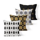 Kit 4 Almofadas Decorativas Own Enfeites De Natal Black Gold
