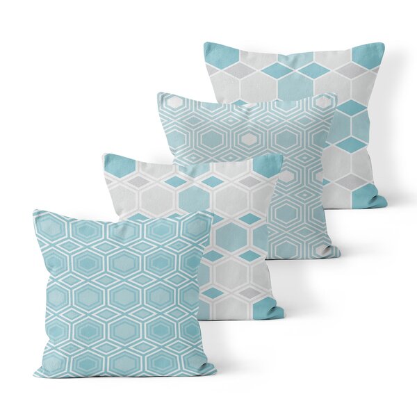 Kit 4 Almofadas Decorativas Own Estampa Geométrica Tom De Azu