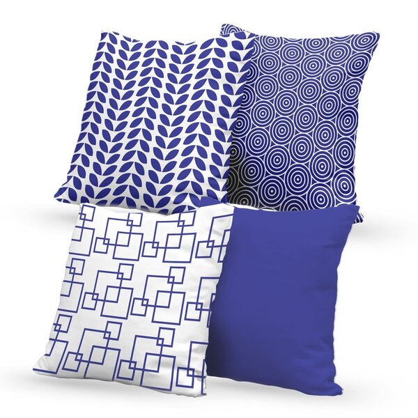 Kit 4 Almofadas Decorativas Own Estampas Azuis - 45x45 Cm Tec