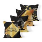 Kit 4 Almofadas Decorativas Own Feliz Páscoa Gold Tecido Conf
