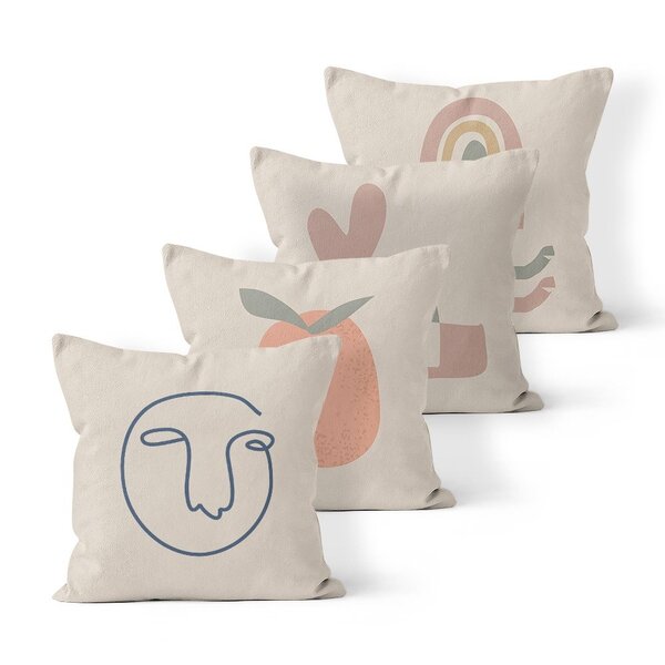 Kit 4 Almofadas Decorativas Own Figuras Abstrata - 45x45 Cm T