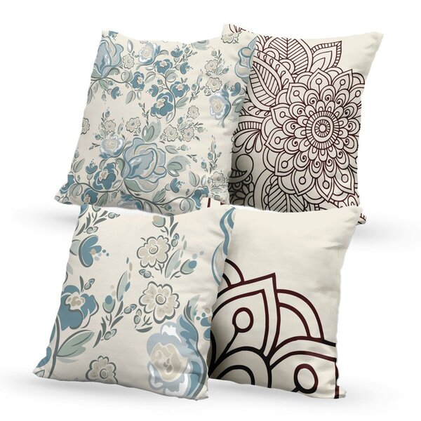 Kit 4 Almofadas Decorativas Own Flores E Mandala - 45x45 Cm
