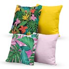 Kit 4 Almofadas Decorativas Own Flores Folhas E Lisas Tecido