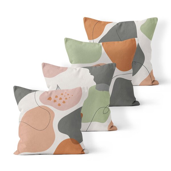 Kit 4 Almofadas Decorativas Own Formas Abstrata - 45x45 Cm