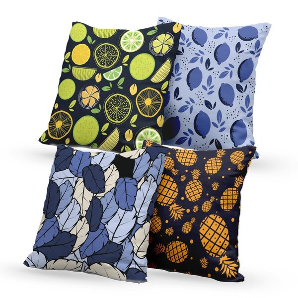 Kit 4 Almofadas Decorativas Own Frutas E Folhas - 45x45 Cm