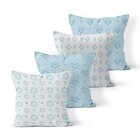 Kit 4 Almofadas Decorativas Own Fundo Azul Com Coração - 45x4