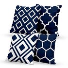 Kit 4 Almofadas Decorativas Own Geométricas Azul - 45x45 Cm