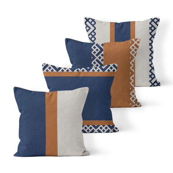Kit 4 Almofadas Decorativas Own Geométricas Azul E Bege - 45x