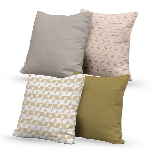 Kit 4 Almofadas Decorativas Own Geométricas Bege - 45x45 Cm