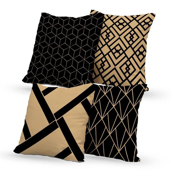 Kit 4 Almofadas Decorativas Own Geométricas Black - 45x45 Cm