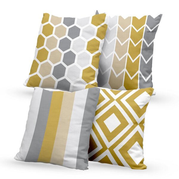 Kit 4 Almofadas Decorativas Own Geométricas E Listras Cinza E