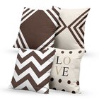 Kit 4 Almofadas Decorativas Own Geométricas Love Marrom - 45x