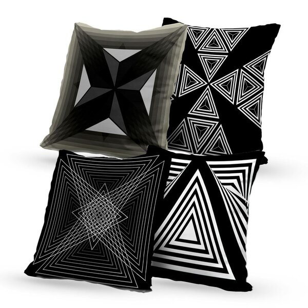 Kit 4 Almofadas Decorativas Own Geométricas Preta - 45x45 Cm
