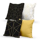 Kit 4 Almofadas Decorativas Own Geométricas Preta Branca Gold