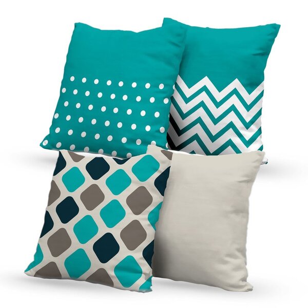 Kit 4 Almofadas Decorativas Own Geométricas Turquesa - 45x45