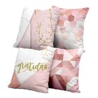 Kit 4 Almofadas Decorativas Own Gratidão Rosa E Mármore - 45x