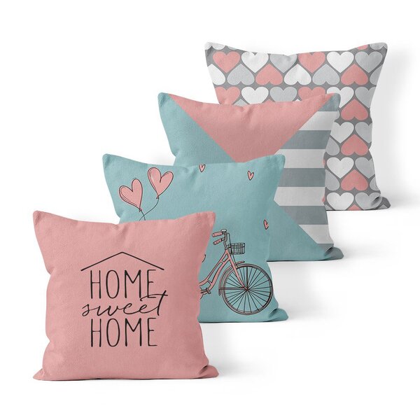 Kit 4 Almofadas Decorativas Own Home Sweet Home E Bicicleta -