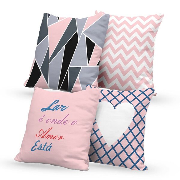 Kit 4 Almofadas Decorativas Own Lar É Onde O Amor Está - 45x4