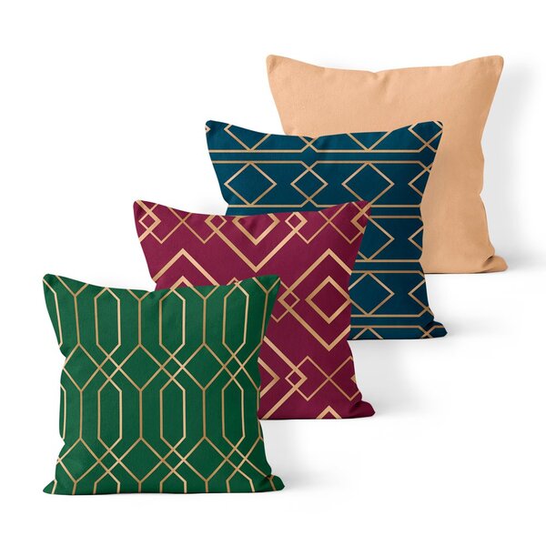 Kit 4 Almofadas Decorativas Own Lisas Com Detalhes Gold - 45x