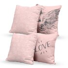 Kit 4 Almofadas Decorativas Own Love Dog Rosa - 45x45 Cm