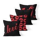 Kit 4 Almofadas Decorativas Own Love Preta E Vermelha - 45x45